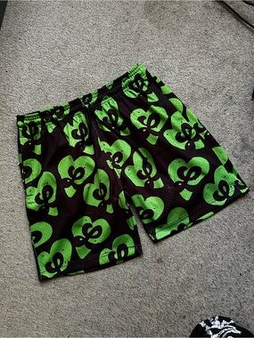 Men's Athletic Mesh Shorts - Black/Green